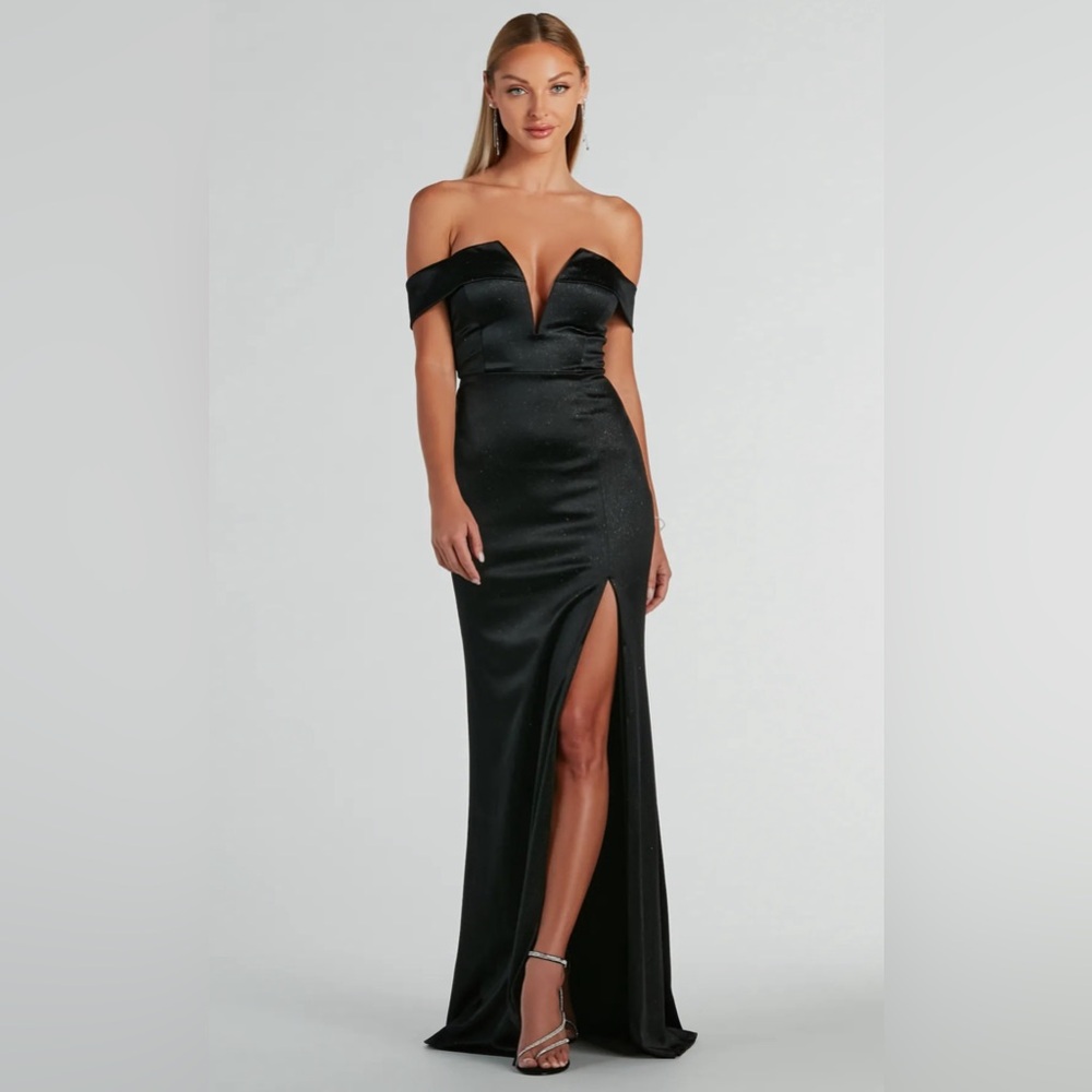 Windsor off the shoulder sparkly gown
